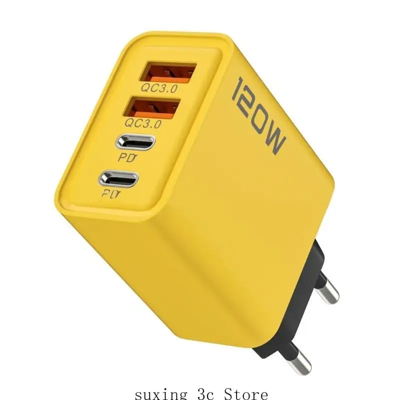 

E8BE 120W Fast Charging 4 Port Phone Chargers QC3.0 USB Type C Chargers 2 PD