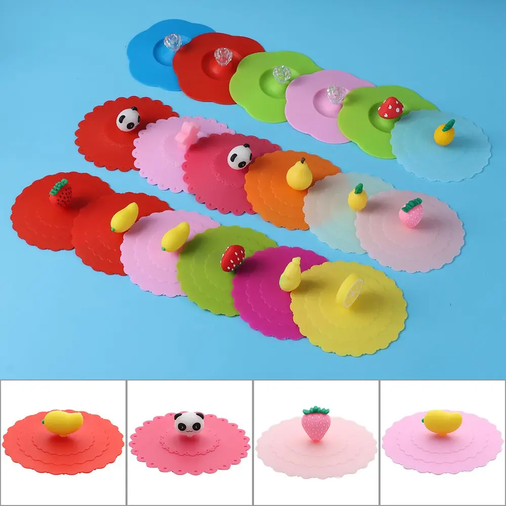 Cute Reusable Cap Silicone Cup Cover Dustproof Suction Cup Cover Leakproof