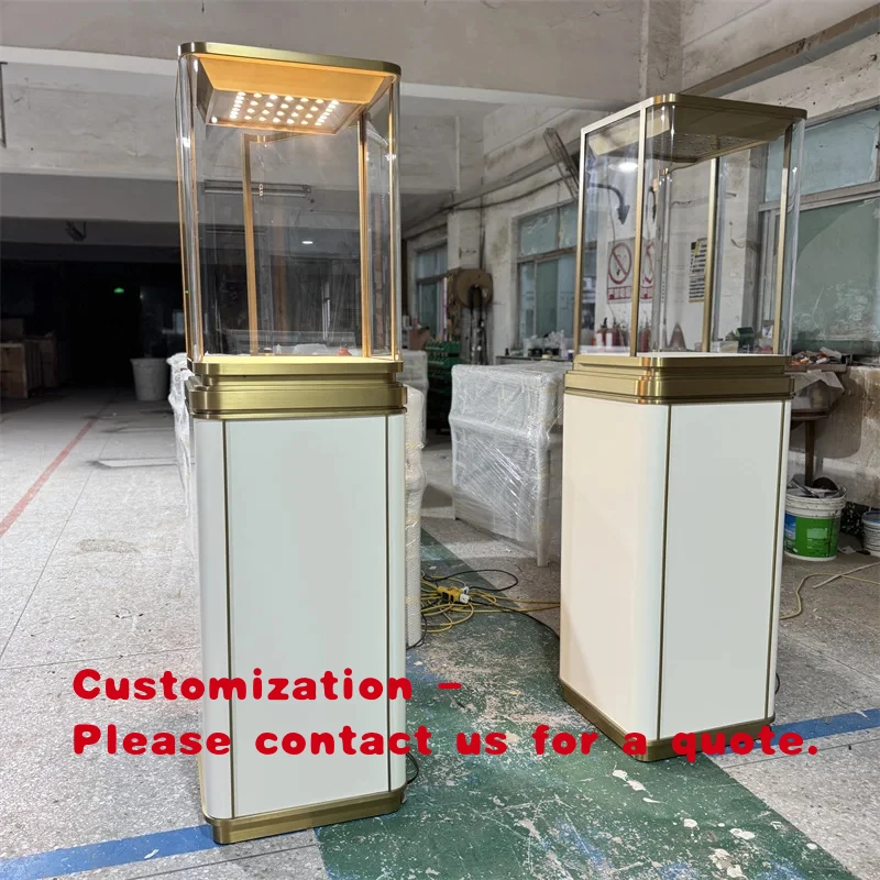 

custom.Modern Gold Frame Jewelry showcase Display with LED Lighting Jewelry Display Jewelry Store Counter Display