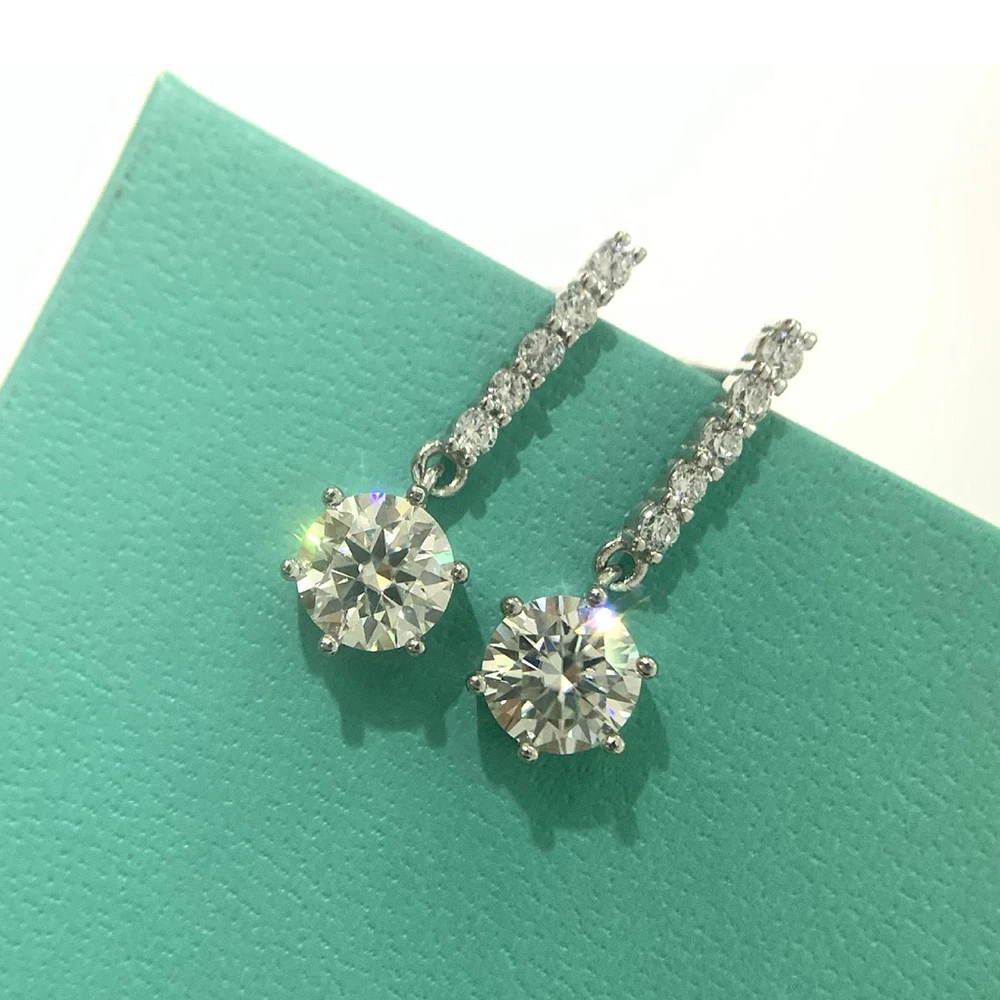 1 ctx2 Moissan ite Tropfen Ohrringe für Charm Lady Silber Schmuck mit königsblauer Farbe Goldgelb Farbe Femald Dating Geschenk – Detail 15