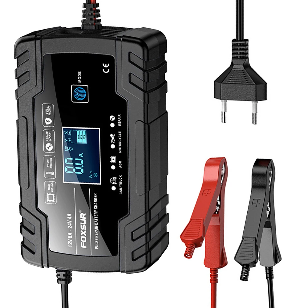 Intelligent Detection For Lead Acid AMG Battery 130W EU Plug Car Battery Chargers 12V 8A / 24V 4A 100V/240V Input Pulse Repair