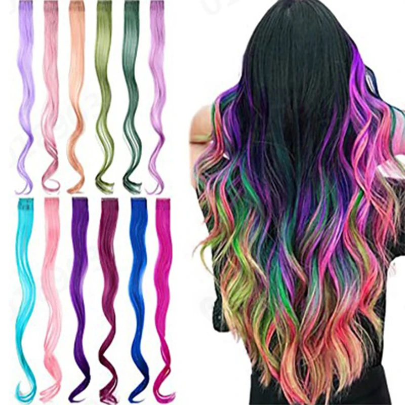 3 Pieces 35cm Curly Synthetic Hair Extensions With Clips Heat Resistant Wave Hair Extensions Color Colored Hair Clip Women