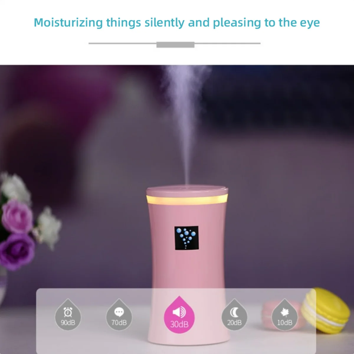 Mini USB Humidifier with LED Light  Portable Air Humidifier for Car, Office & Desk, Ultra-Quiet Personal Moisturizer, Perfect fo