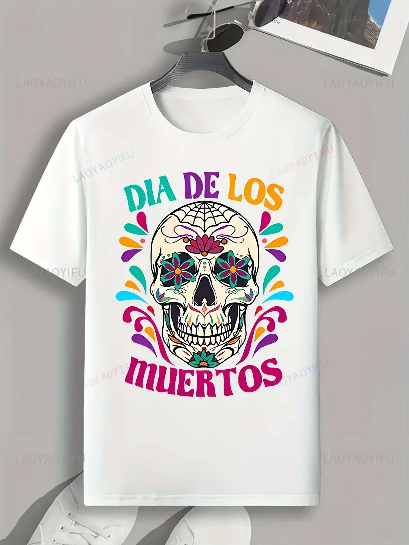 Mexican Day of The Dead ''DÍA DE LOS MUERTOS'' Printed Tshirt  Men's Graphic T-shirt Casual Comfy Tees for Summer Woman Clothing