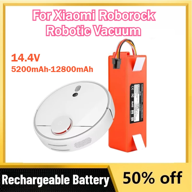 14.4V 5200mAh-12800mAh 18650 2p4s Replacement Lithium Battery for Xiaomi Roborock S55 S60 S65 S50 S51 S5 MAX S6 Robotic Vacuum