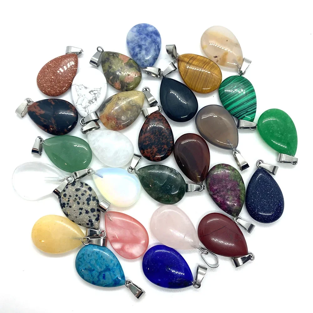 Wholesale Natural Stone Drop Shape Necklace Pendant 16x26mm Lapis Lazuli Red Agate Pendant for DIY Earrings Bracelet Accessories