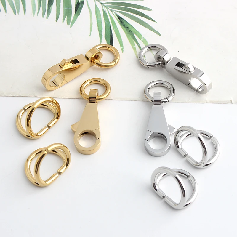 1/5Sets Stainless Steel Metal Rectangle Hanger Clasp Locks For DIY Craft Handbags Purse Bags Belt Buckles Hardware Accessories