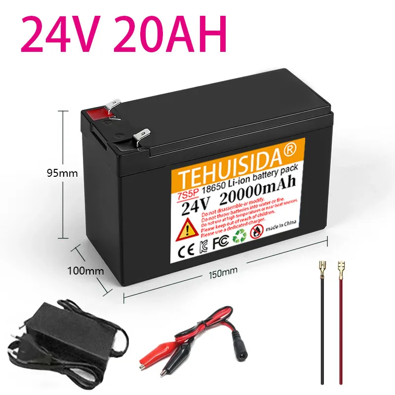 24V 20Ah 18650 lithium battery pack Rechargeable battery for solar energy electric vehicle camping battery 29.4v2A charger