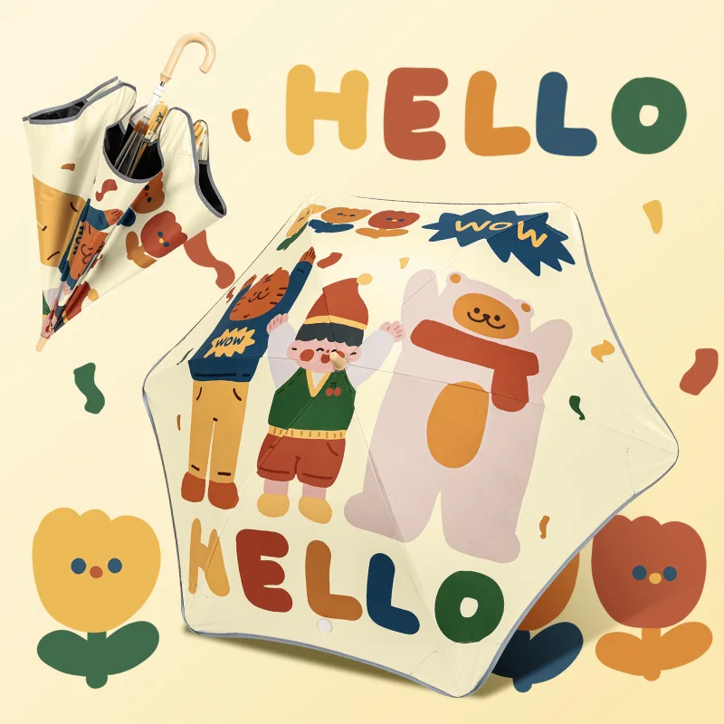 

Детский зонт с закругленными краями и длинной ручкой для школьников, девочек и мальчиков, учеников начальной школы, специальный для детского сада