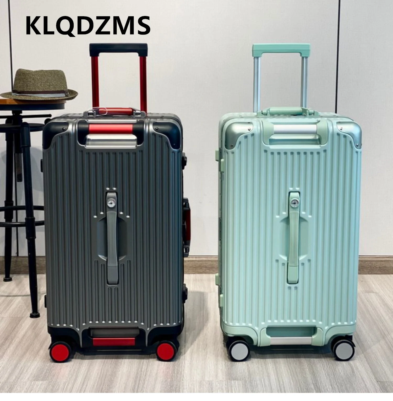 

KLQDZMS Rolling Suitcase for Men 26“28”30"32 Inch Large Capacity Trolley Case Cart Style Travel Bag ABS+PC Student Luggage
