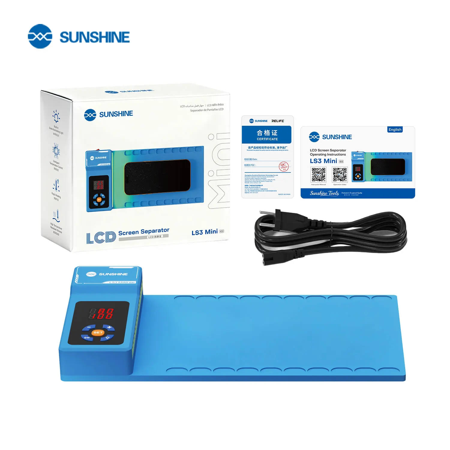 Placa de Aquecimento Separadora SUNSHINE LS3 mini para Remoção de Tela LCD, para Reparo de iPhone e iPad, Placa de Separação para Desmontagem de LCD