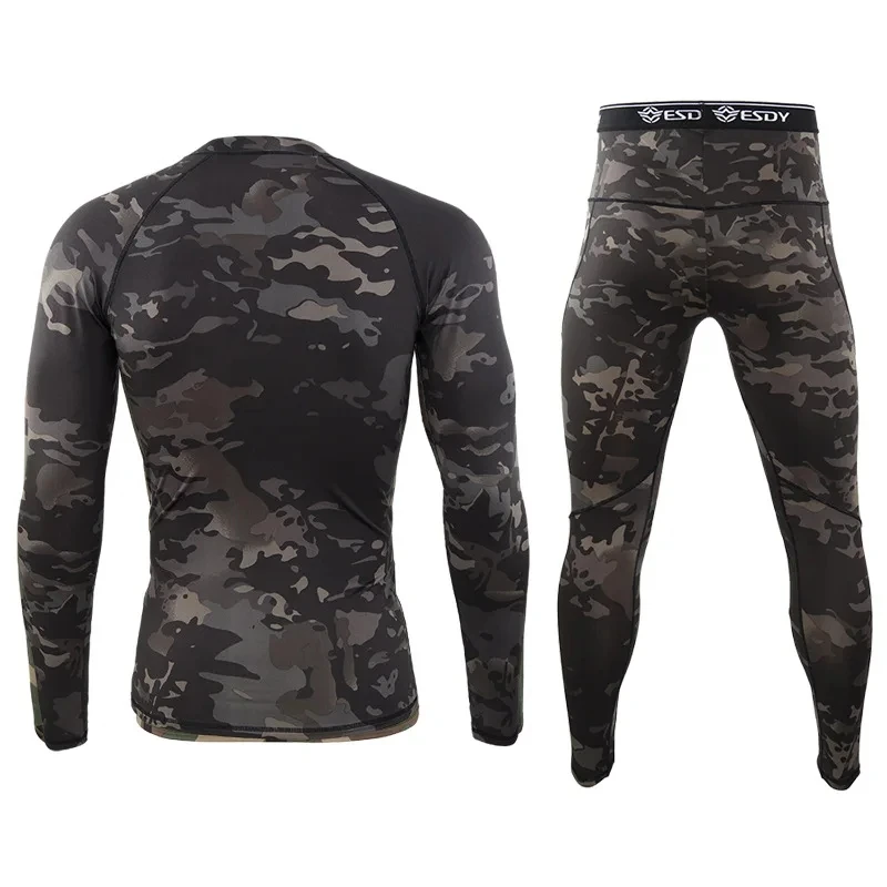 Ropa interior térmica camuflaje hombre – Conjunto de lana compressiva