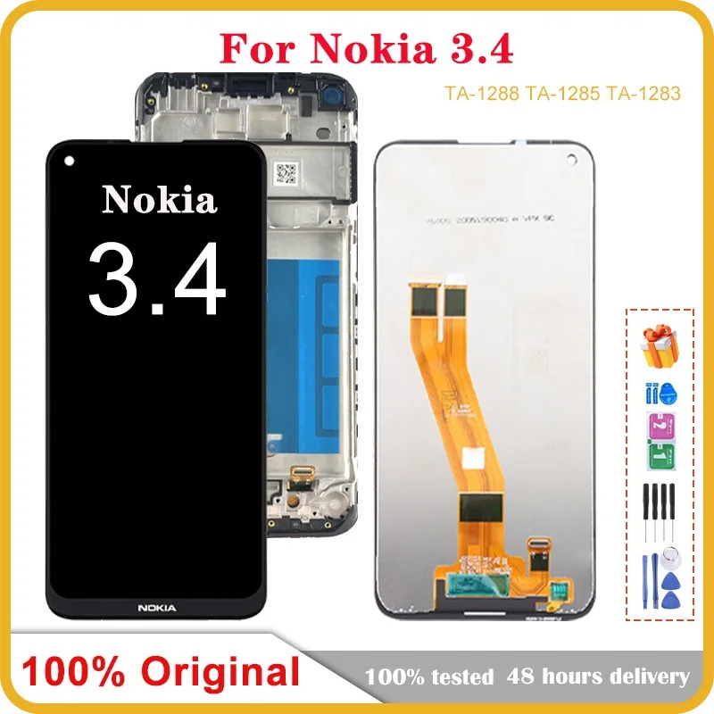 100% Original Screen For Nokia 3.4 LCD Display Touch Digitizer Assembly TA-1288/1285/1283 Replacement Parts