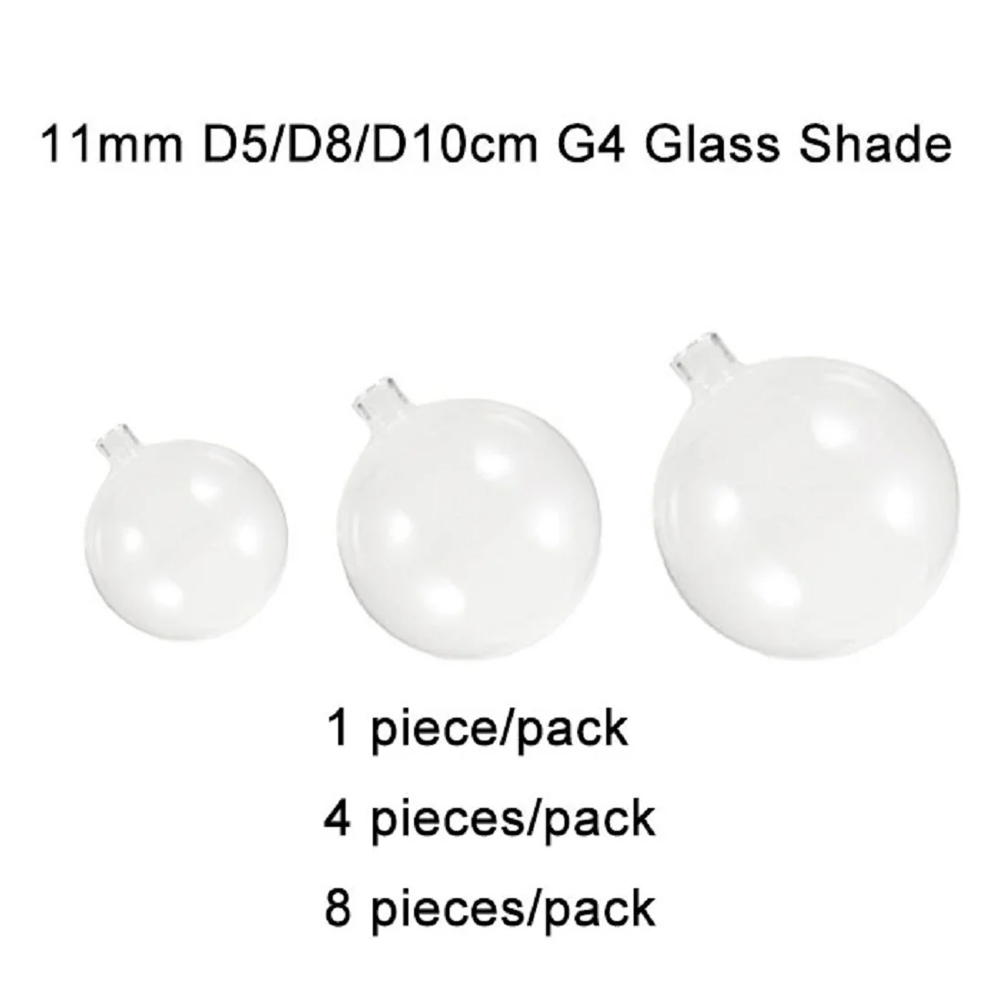 Clear D5cm D8cm D10cm Globe G4 Glass Shade Replacement with 1.1cm Opening 11mm Hole G4 Transparent Lampshade Thread outCover