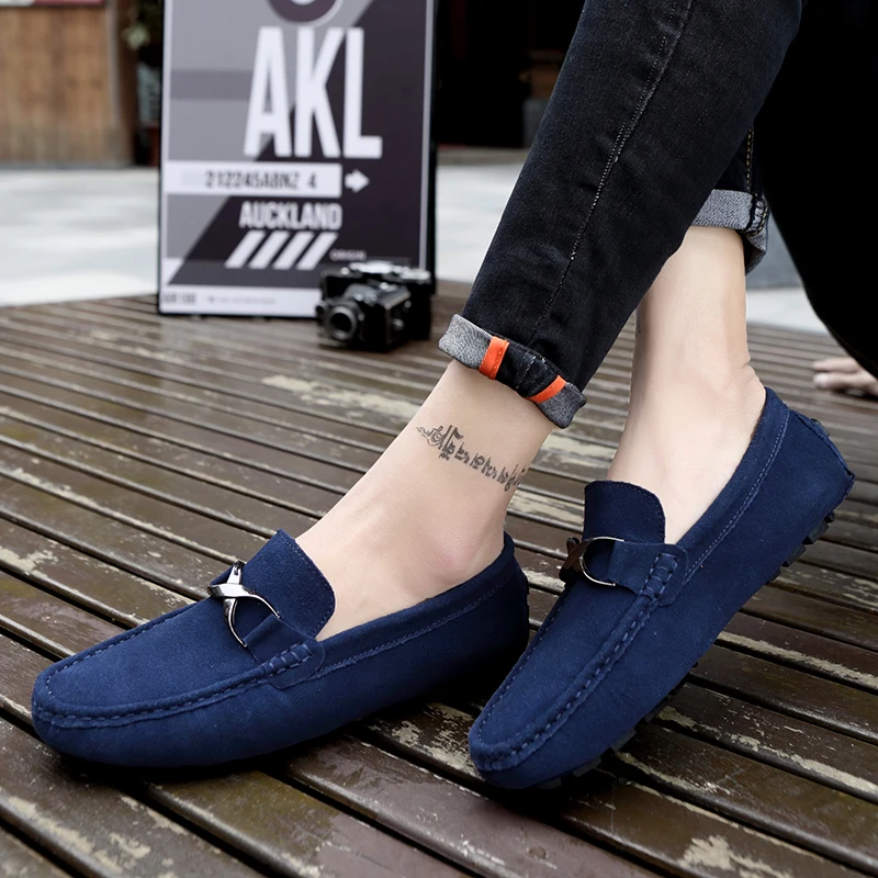 

Модные мужские кожаные туфли для вождения, брендовые противоскользящие прогулочные дорожные туфли на плоской подошве, удобные мужские повседневные лоферы с низким вырезом