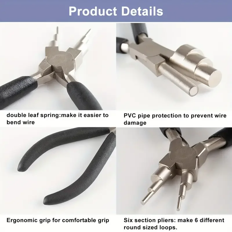 XUQIAN Heavy Duty Bail Making Pliers 6 in 1 Round Nose Pliers For Jump Rings Wire Wrapping Loop Forming Bends Jewelry Making