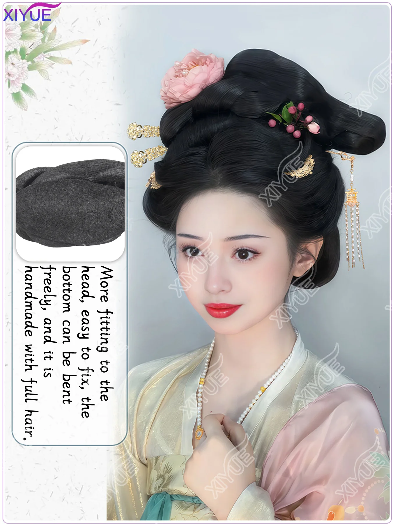 

XIYUE парик Hanfu, головной убор, женский цельный маленький пучок для тайки, древний костюм в стиле Тан, повседневный костюм для укладки волос, cushio