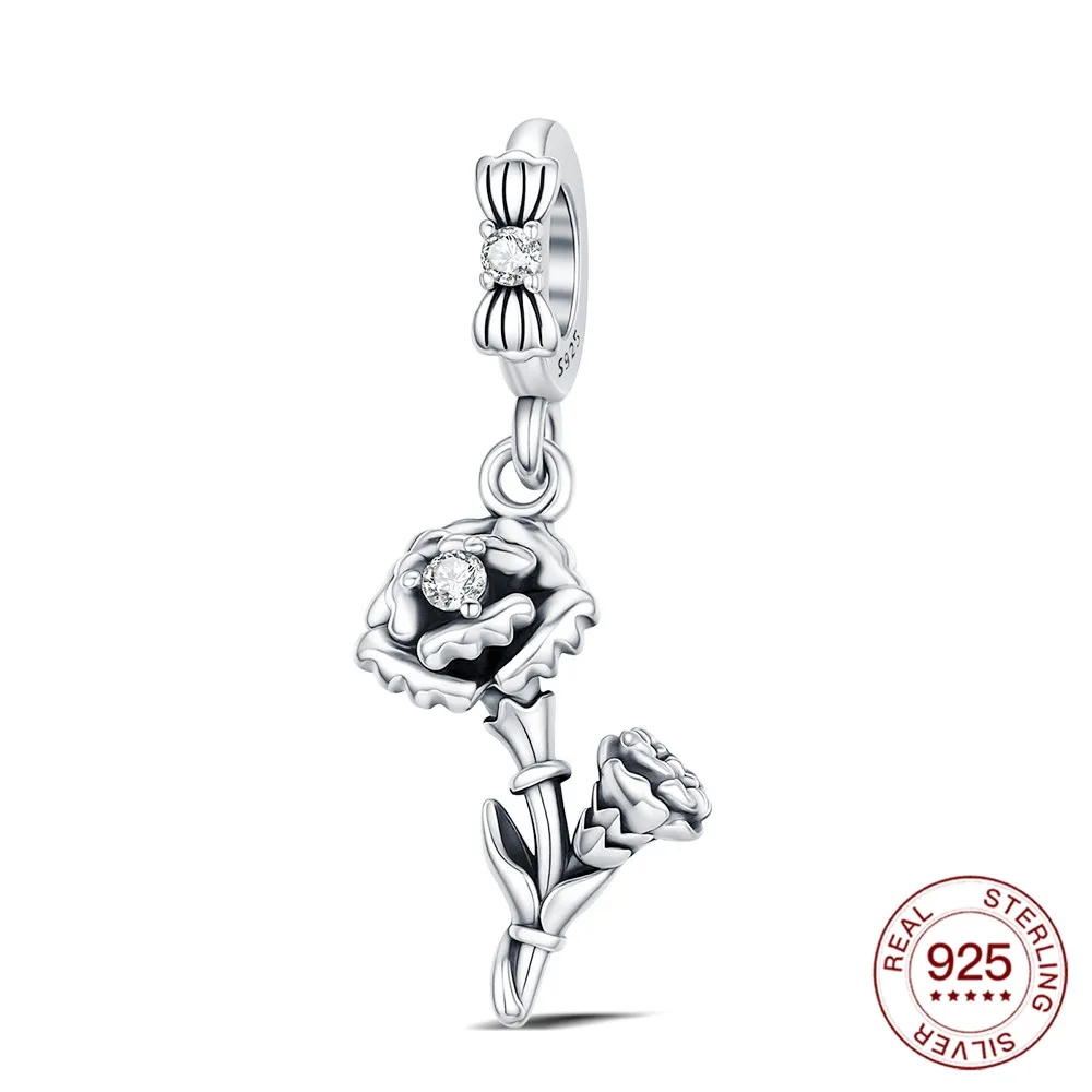 

Новые подвески из стерлингового серебра 925 пробы, простые серебряные подвески с гвоздиками, бусины, подходят для оригинального браслета, подвески, ювелирные изделия своими руками, подарки для женщин