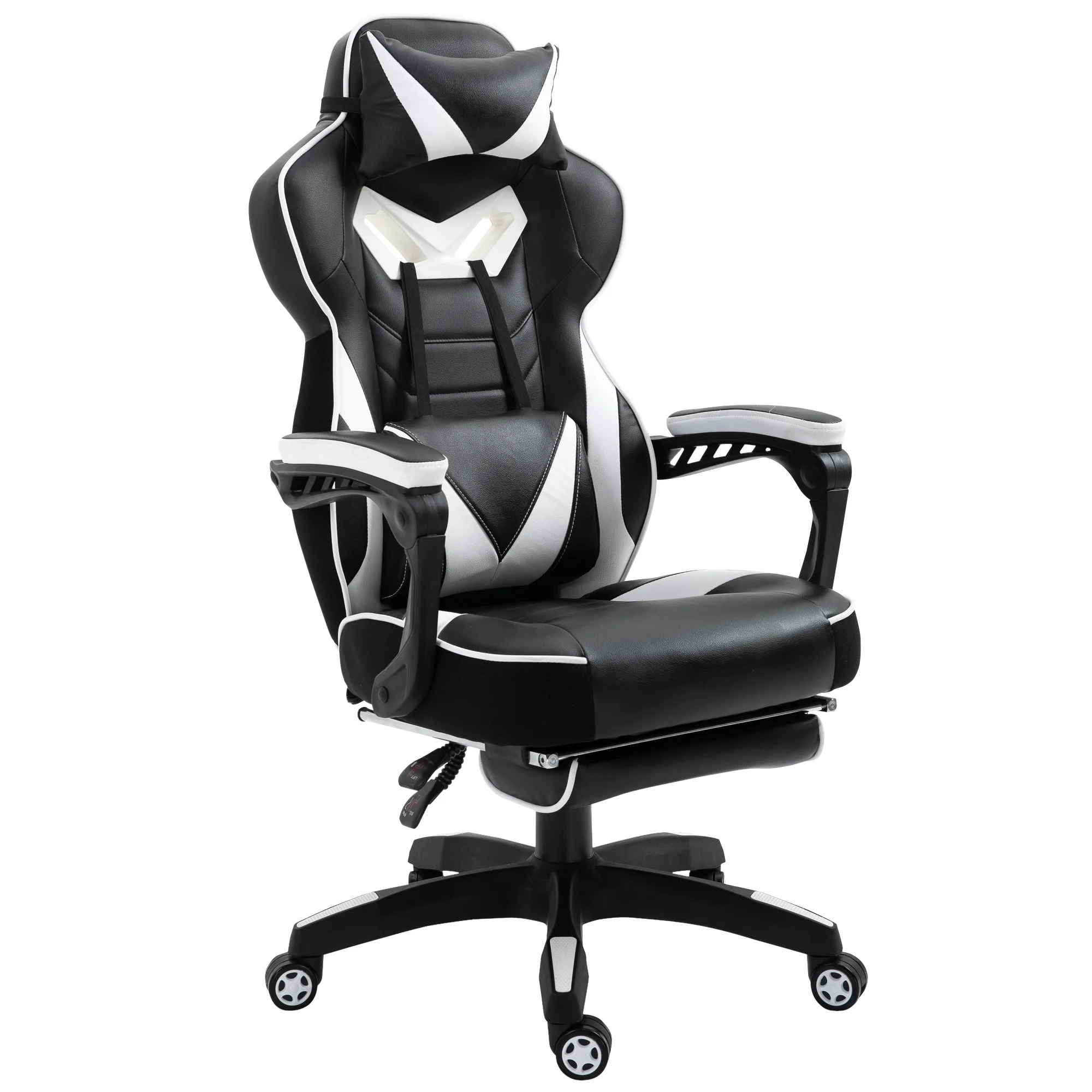 Vinsetto ergonomic Racing chair reclining backrest 65x70x118,5-126,5cm White