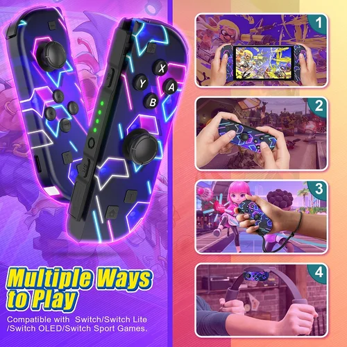 Imagen 2 del producto Funciona perfecto para Nintendo Switch/Oled/Lite para el controlador Joycons BT con accesorios para juegos Turbo Vibration, sin correa
