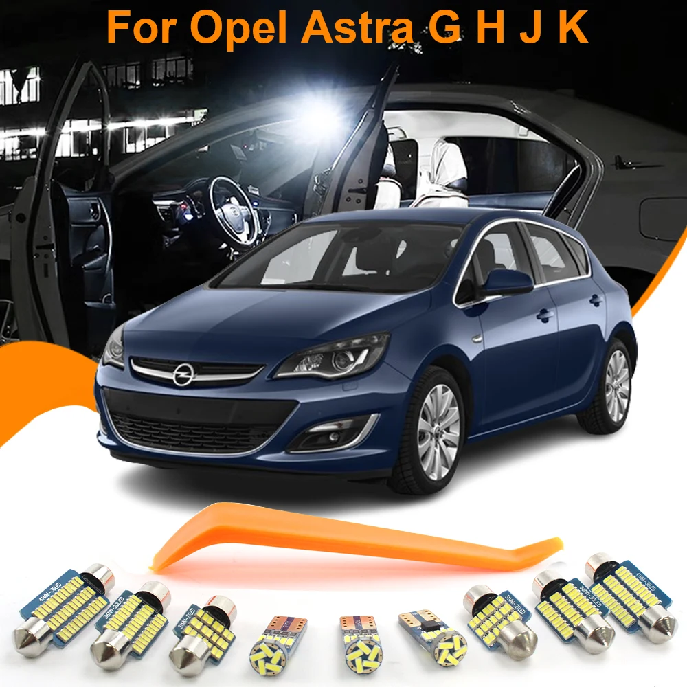 

Car LED Interior Light Parts Kit Canbus For Opel Astra G H J K Vehicle Accessories Dome Rerding Lights Vanity Mirror Trunk Lamps