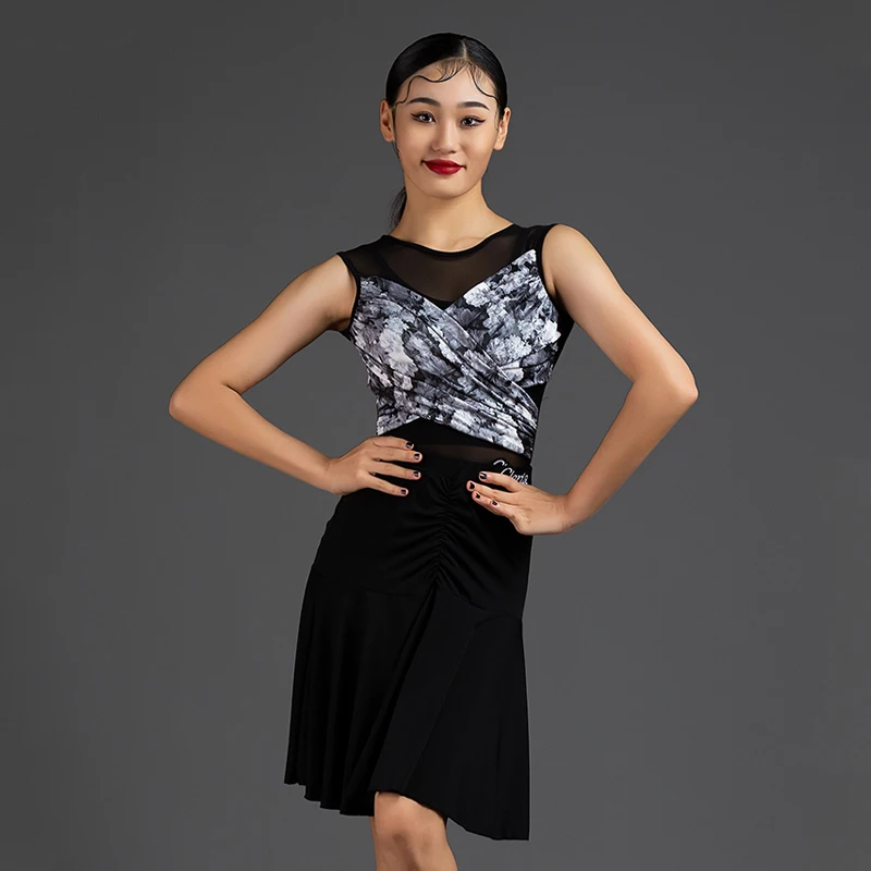 

Latin Dance Tops Women Salsa Clothing Sleeveles Tap Dancewear Stage Costume Tango Dancing Outfit Ballroom Practice Wear DL9261