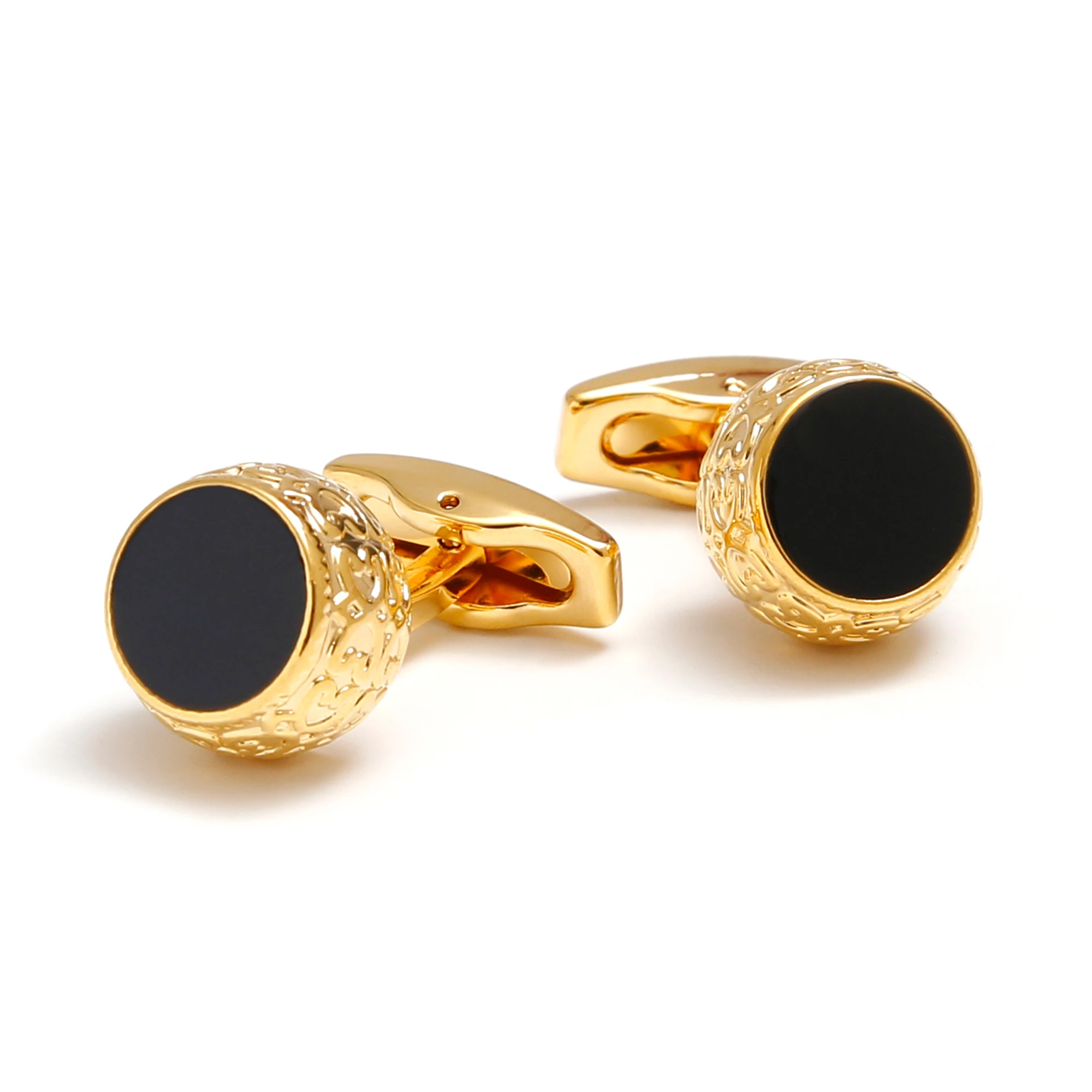 أزرار أكمام للرجال TOMYE XK22S058 أزياء شخصية أنماط الفن الإبداعي فستان ذهبي مستدير أزرار أكمام قميص