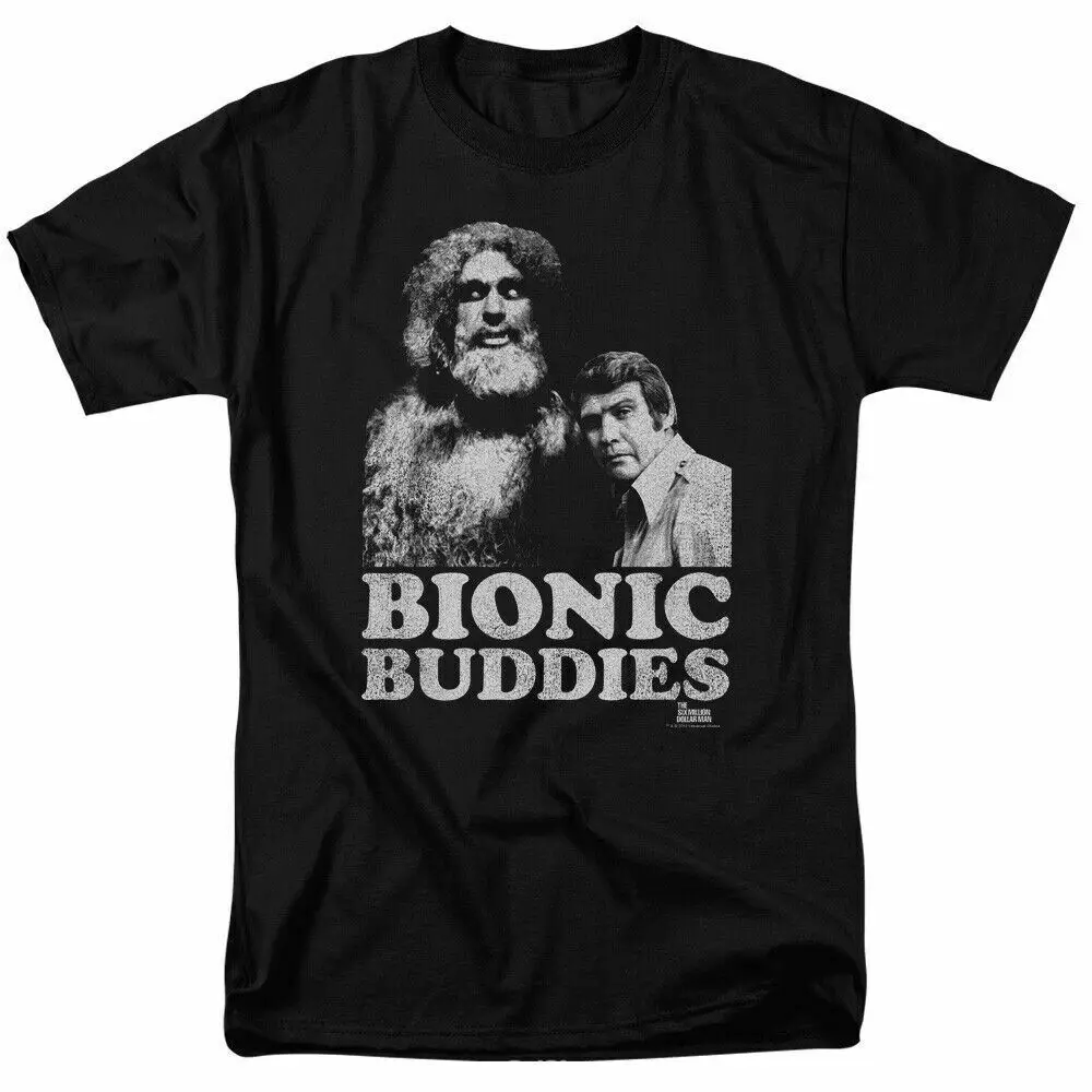 The Six Million Dollar Man Bionic Buddies T Shirt Mens Licensed Classic TV Black