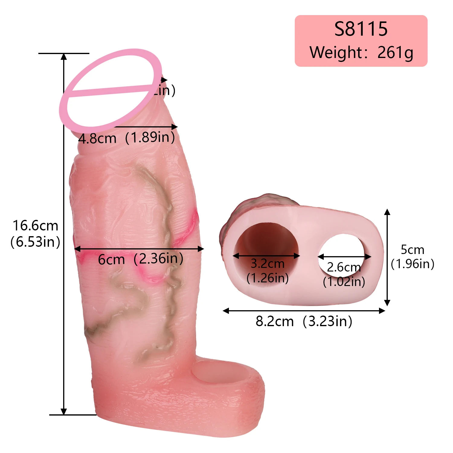 FAAK Realistic Hollow Dildo With Anti-drop Ring Large Silicone Penis Sleeve Strecthable Sex Toys For Men Cock Enlargement