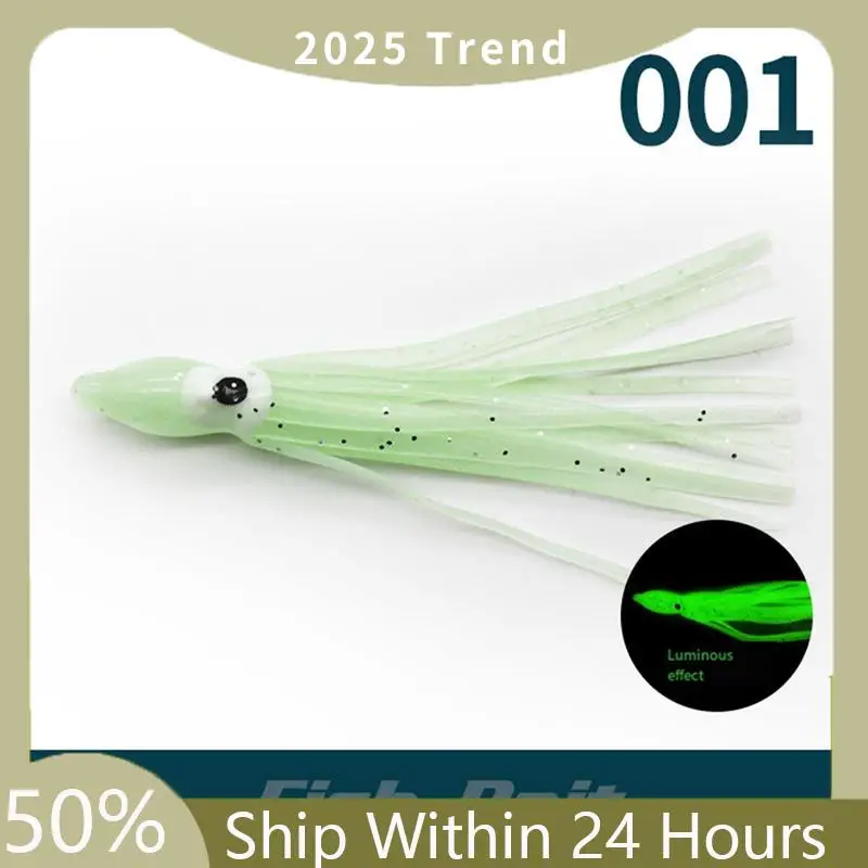 

A35F New Soft Octopus Bait 100Mm Octopus Bait Squid Skirt Fishing Tackle Trolling Bait PVC Luminous Skirt Fishing Bait