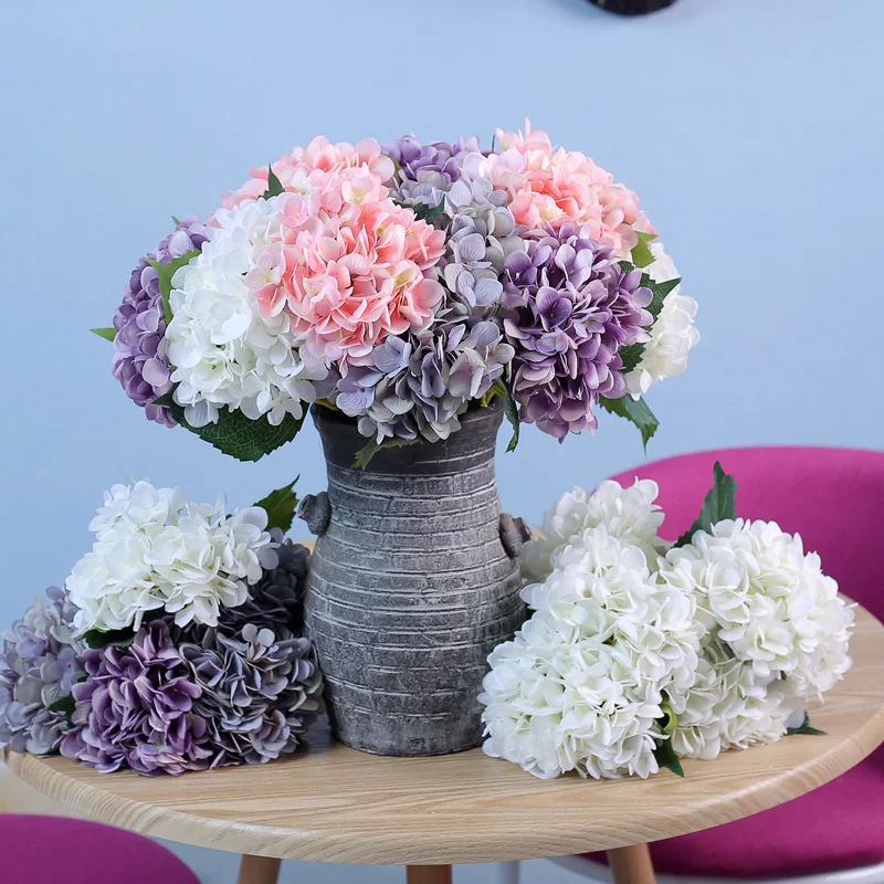 1/5 stücke Künstliche Blumen Seide Hortensien Braut Bouquet Hochzeit Hause Festival Dekoration Ornament Vase Pflanzen Arrangement Diy Box