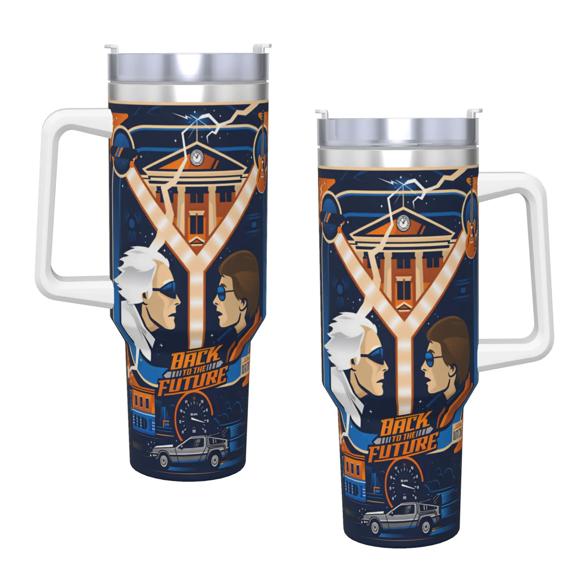 Back To The Future Tumbler  Cold and Hot Water Bottle Heat Preservation Stainless Steel Thermal Cups Custom Travel Car Mugs