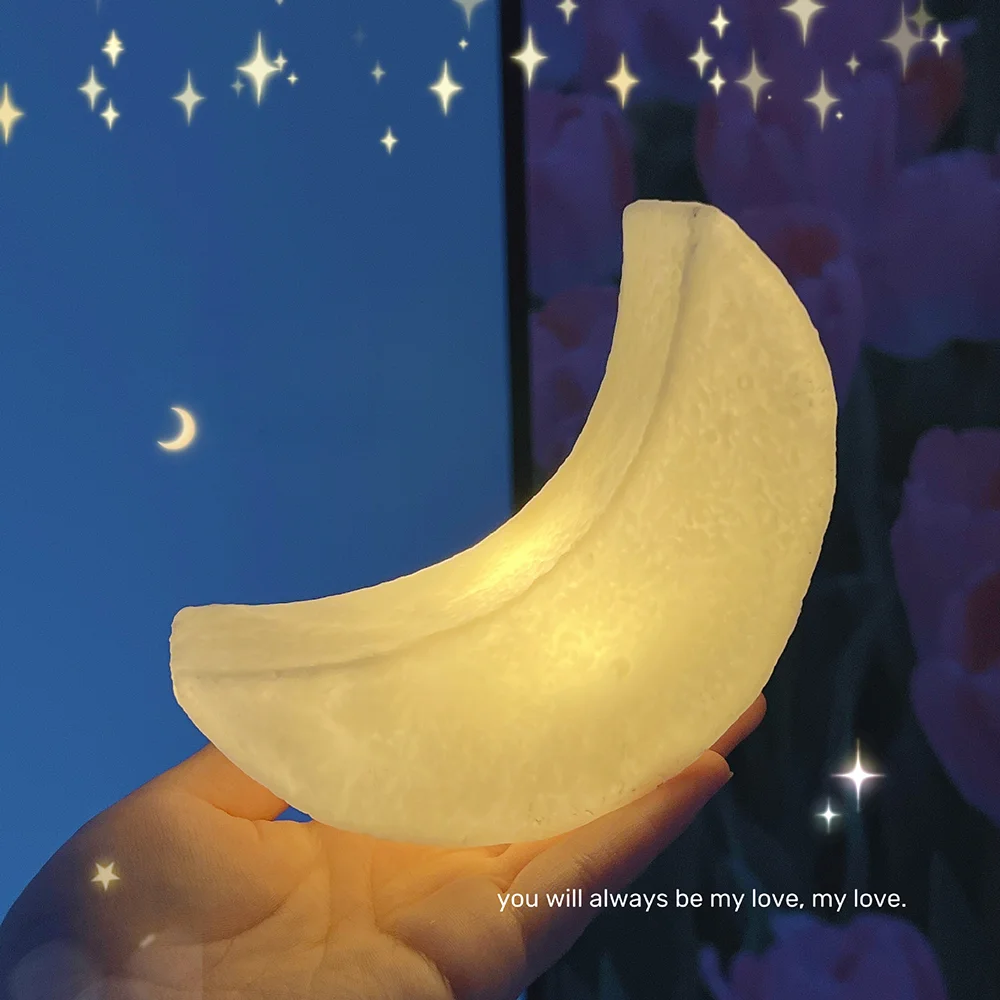 3*AG13/LR44 Battery Birthday Gift Moon Creative Children\'s Toy Night Light Comes With Battery Simple Switch Bedside Lamp