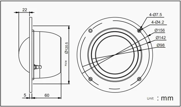 HiVi d\'origine DM-7500 5 en effet tissu noir membrane milieu de gamme Twecirculation haut-parleur unité pilote 5ohm 120W panneau rond en aluminium 1