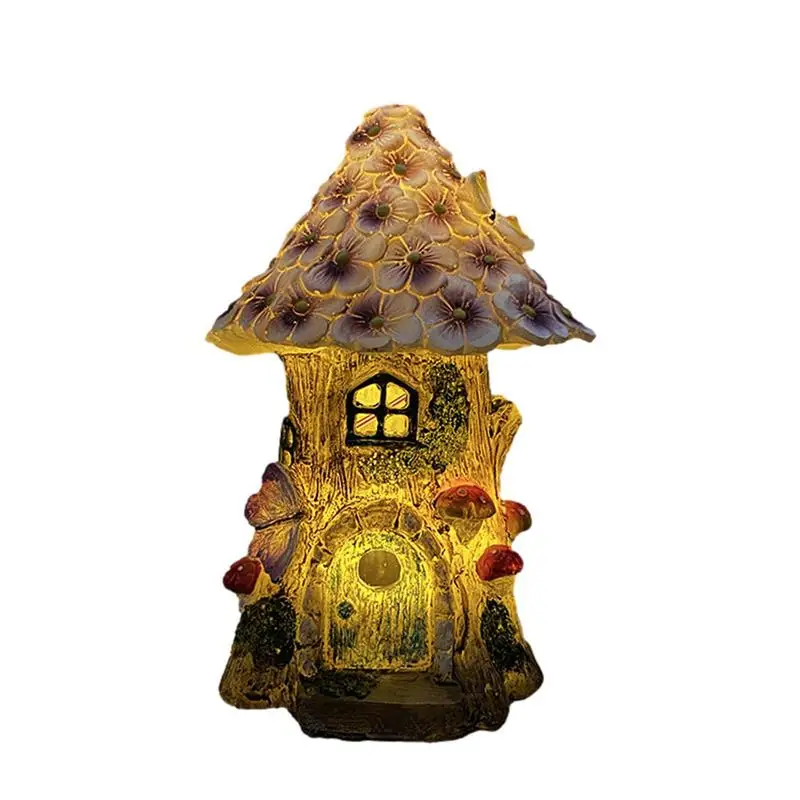 Solar Fairy House Large Fairy Outdoor Statues Mushroom House Decoration Crafts Patios Walkways Windowsill Backyards And Pathways