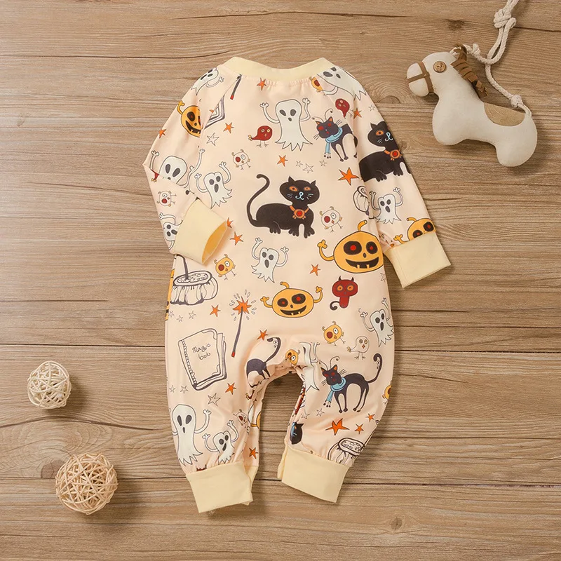 0-18 months Spring and Autumn New Halloween Newborn Infants, Boys and Girls Baby Festivals Element Printed Long sleeved jumpsuit