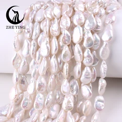 New AAA Natural Freshwater Pearl Flat Drop Shape 10x14mm Baroque Pearl Beads for Jewelry Making DIY Earrings Necklace 15