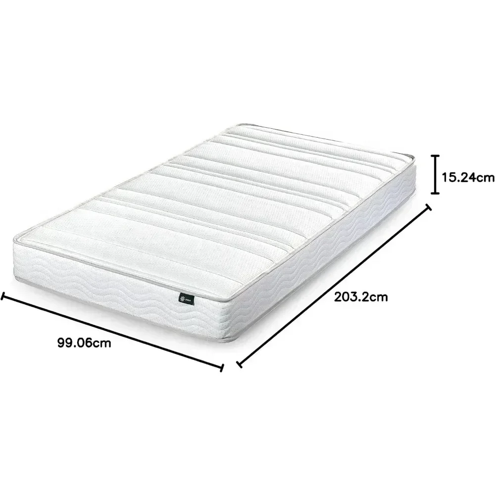 Colchão de espuma e molas de 6 polegadas / Espumas certificadas CertiPUR-US / Colchão em uma caixa, Twin, Branco