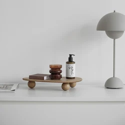 Nordic Minimalism White Oak Platform Tray Home Dining Table Decorative Tray Creative Arts Solid Wood Pallet Size 37x23x6cm