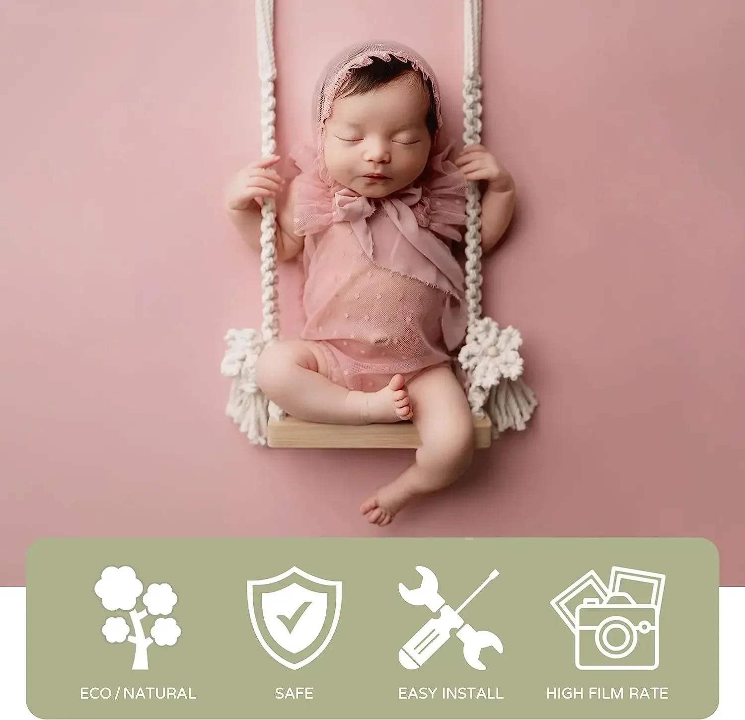 INS Newborn Photography Props Swing Prop Wooden Swing Seats Baby Wooden Prop Swing Baby Photoshoot Photography Accessories