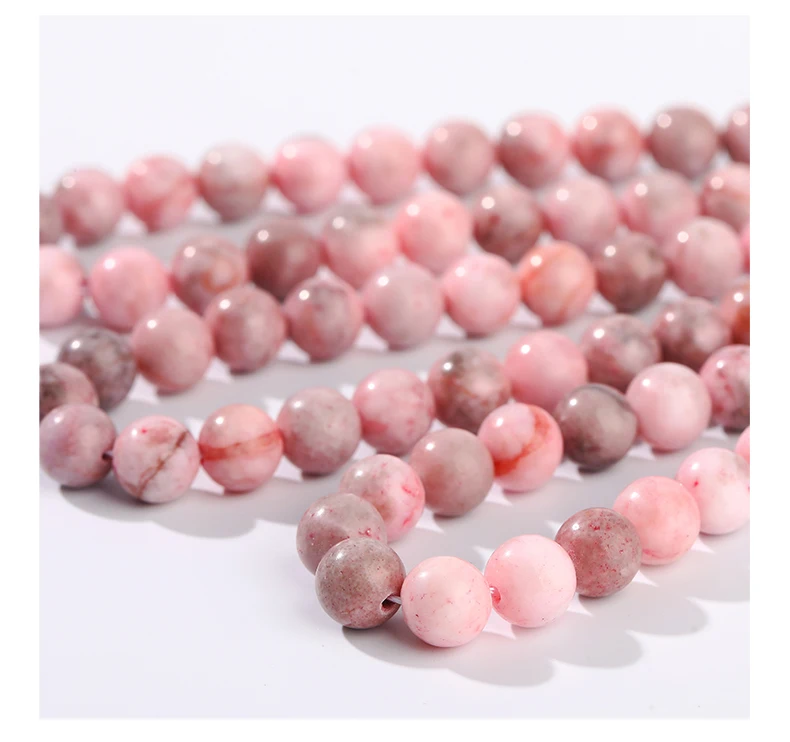 Naturstein Rosa Zebra Jaspis Perle 4 6 8 10 12mm Runde Lose Spacer Perle Für Schmuck Machen DIY Armbänder Halskette Zubehör – Detail 5