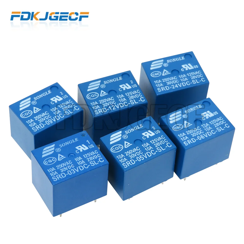 5pcs Power relays 5PIN T90 SRD-03VDC-SL-AC SRD-05VDC-SL-C SRD-06VDC-SL-C SRD-09VDC-SL-C SRD-12VDC-SL-C SRD-24VDC-SL-C