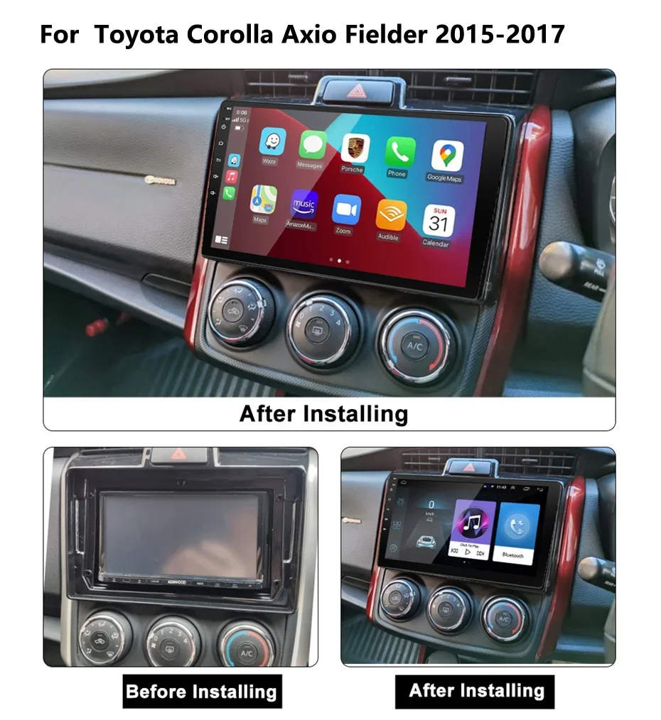 

Android 13 Radio For Toyota Corolla Axio Fielder 2015 2016 2017 Car stereo Multimedia Player Carplay Auto GPS navigation WIFI BT