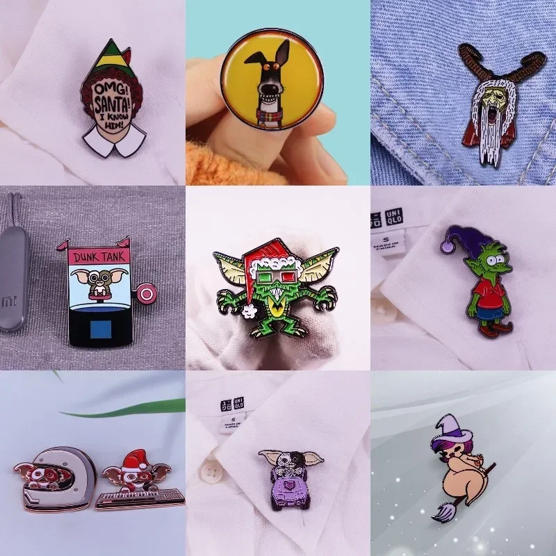 Monster Cute Enamel Pin Movie Brooch Bag Lapel Cartoon Goblin Christmas Badge Metal Jewelry Gift for Kids Friends Drop Wholesale