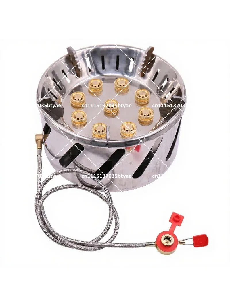 Outdoor Camping Stove 19800W High Power 9 Core Windproof Gas Burner Stainless Steel Portable Cooktop with Adjustable Valve
