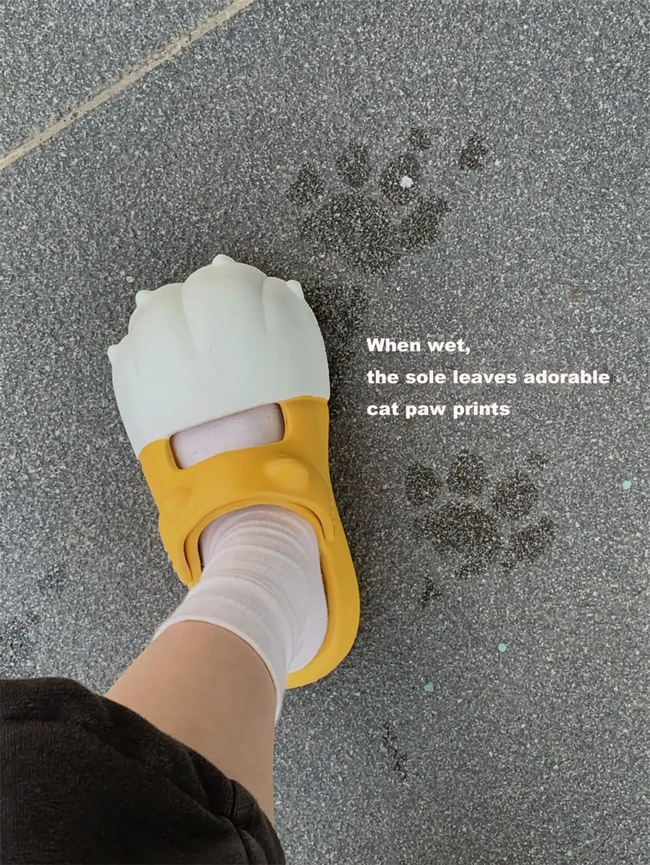 Sommer Neue Plateau-Pantoletten für Damen, modische, weiche EVA-Pantoletten mit Farbblockierung und geschlossener Zehenpartie, Outdoor-Strandschuhe, Katzen-Tabby-Muster – Detail 1