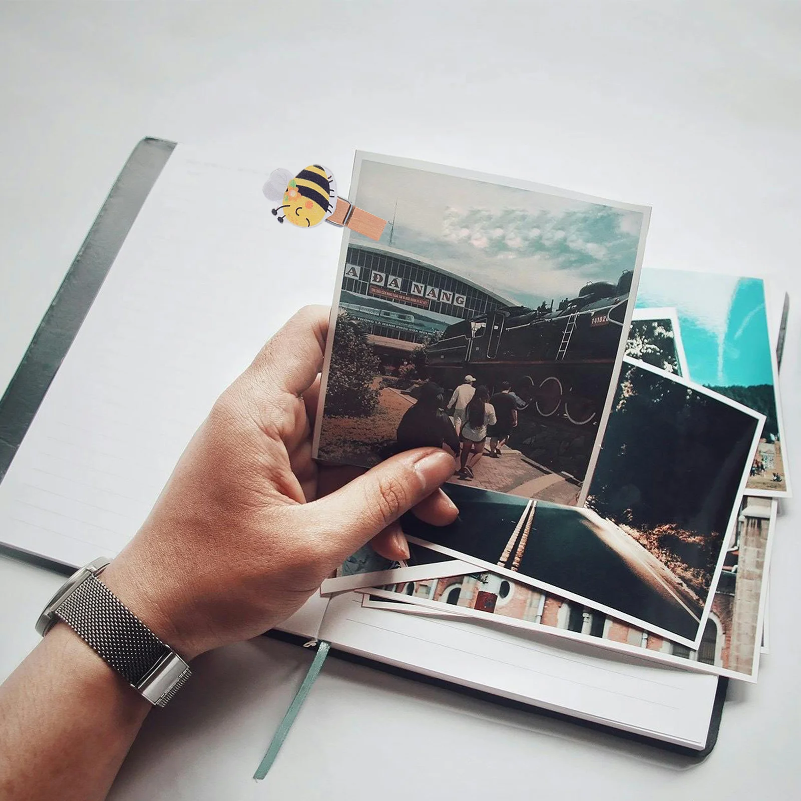 

50Pcs Bee Wooden Clothespins Mini Photo Clips Cartoon Wood Pegs for Hanging Photos Snacks Crafts Party Favors Home Decoration