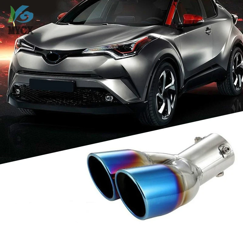 

Car Styling 1PCS Stainless Steel Rear Tail Exhaust Tip End Pipe For Toyota C-HR CHR 2016 2017 2018 2019 2020 2021.