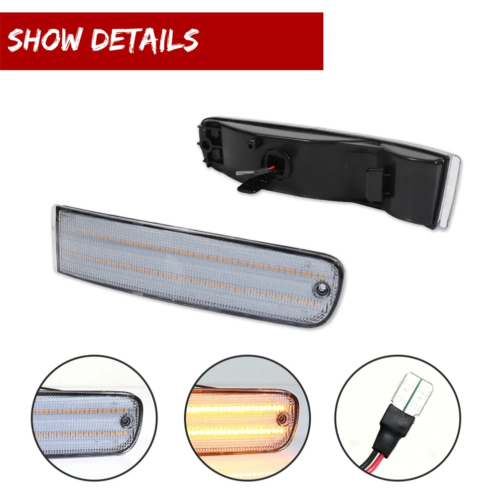 For Honda Prelude 1992 1993 1994 1995 1996 Car LED Front Bumper Outer Side Marker Turn Signal Lights Parking Light Running Light