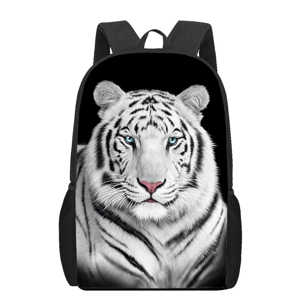 Fiercely Tiger Bags for Girls Boys Print Kids Backpacks Women Students Book Bag Children Shoulder Bag Wild Animals Pattern